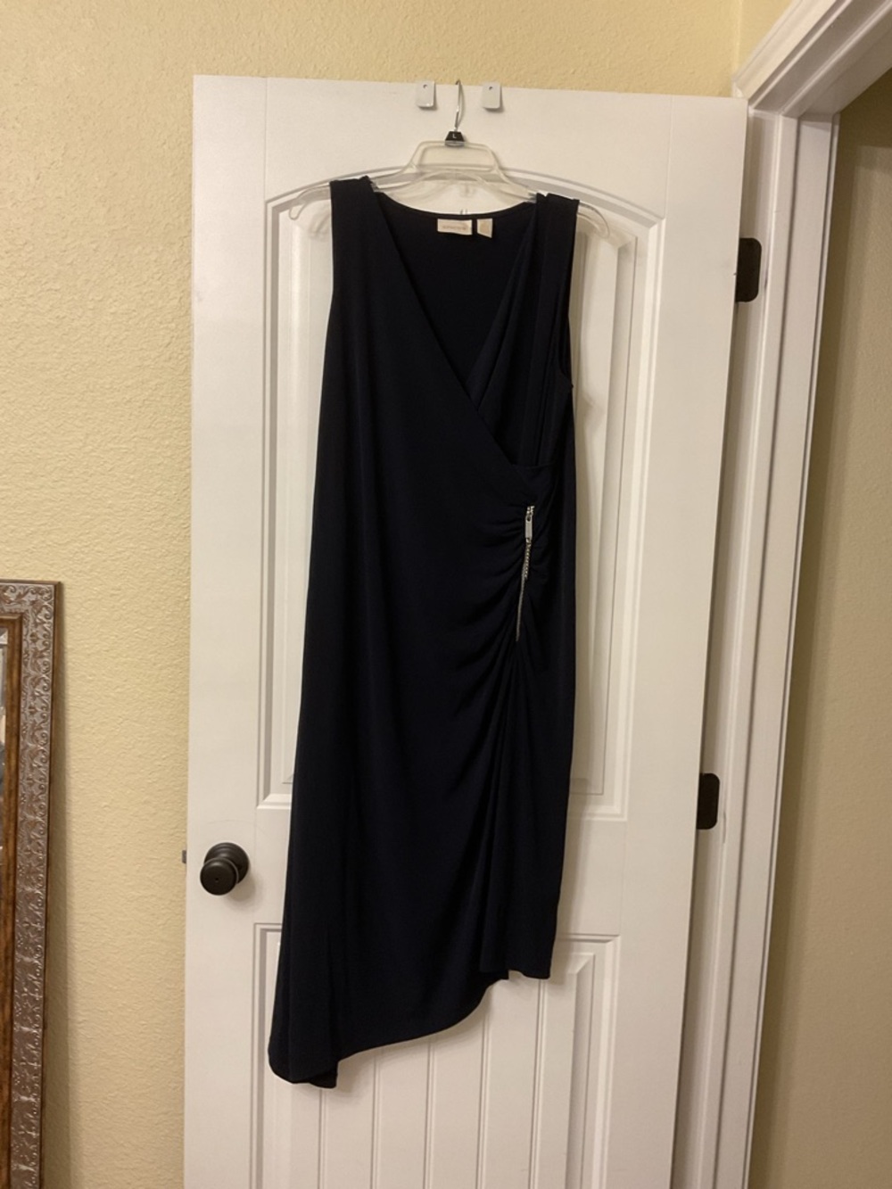 Chico's Navy Asymmetric Draped Sleeveless Dress 2